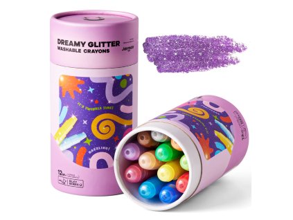 Jemné umývatelné voskovky Glitter – 12 ks