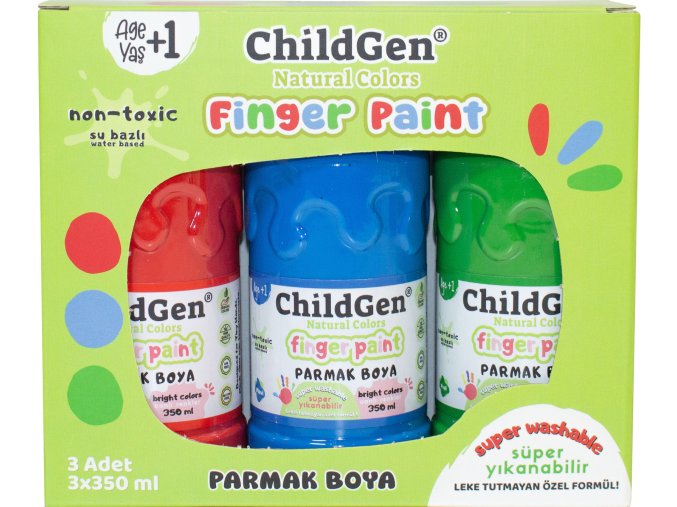 cze pl ChildGen Super smyvatelne barvy na malovani prsty Modra Cervena Zelena 255 3