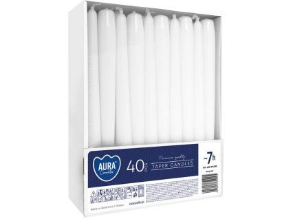 kónicka sviečka biela 40ks