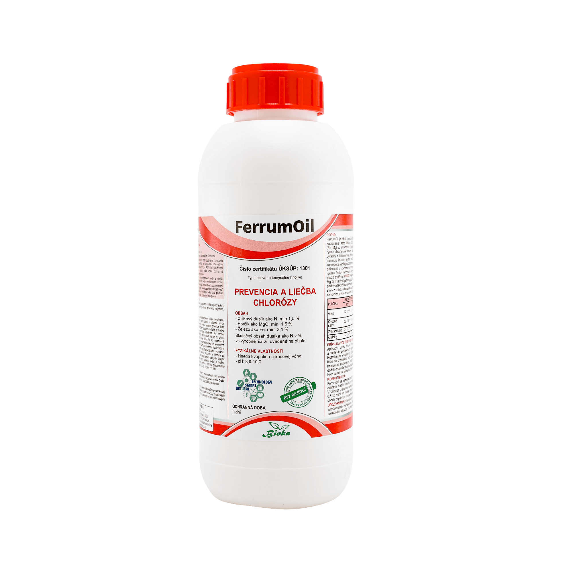 E-shop Bioka FerrumOil - Účinné hnojivo proti žltnutiu listov (chloróze) Objem: 0,5 l