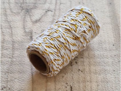 Provázky - bavlněný provázek bílo-zlatý