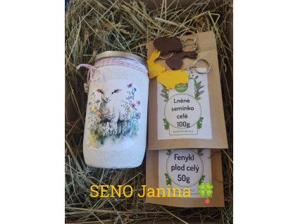 Seno + dóza + semínka