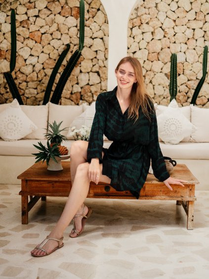 Krátké šaty/Tunika Colar Khaki Tie Dye