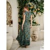 Dlouhé šaty Miki Smaragdové s květy