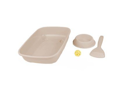 Sada WC s doplňky, béžová