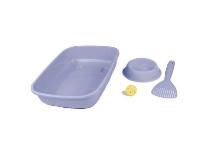 Sada WC s doplňky, šedomodrá