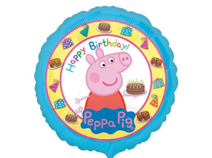 0015135 foliovy balonek prasatko peppa happy birthday modry 43 cm