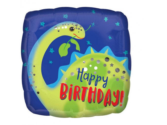 0016420 foliovy balonek ctverec dino happy birthday 43 cm