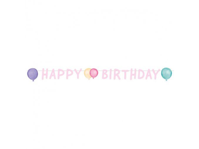 0017028 party napis pastel balloons happy birthday 150 cm