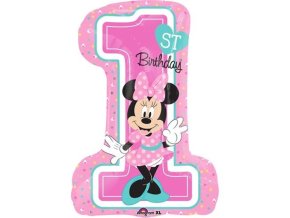 0008898 foliovy balonek 1st birthday minnie 48 71 cm 510