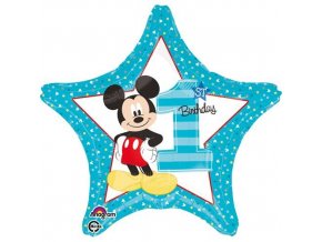 0014830 foliovy balonek hvezda 1st birthday mickey 45 cm