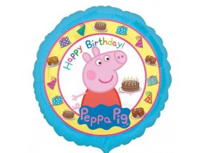 0015135 foliovy balonek prasatko peppa happy birthday modry 43 cm