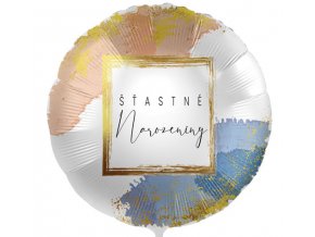 0018524 foliovy balonek stastne narozeniny zlaty ram cz 43cm 510