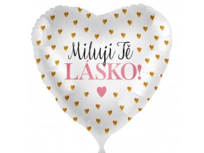 0018532 foliovy balonek miluji te lasko zlata srdicka cz 43cm