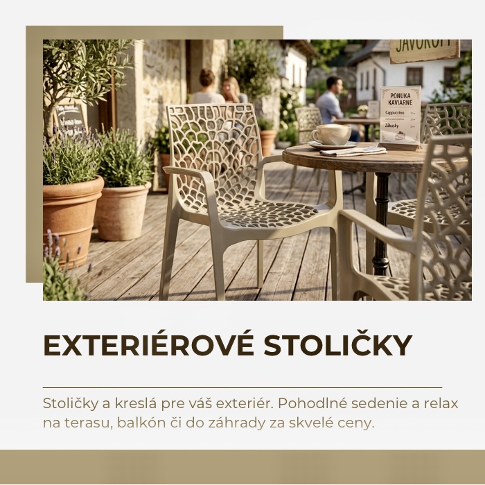 Záhradné stoličky a kreslá.  Pohodlné sedenie na terasu, balkón či do záhrady.