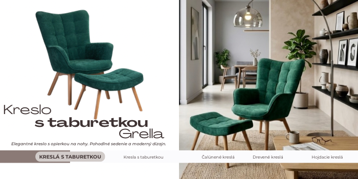 Elegantné kreslo s opierkou na nohy. Pohodlné sedenie a moderný dizajn.