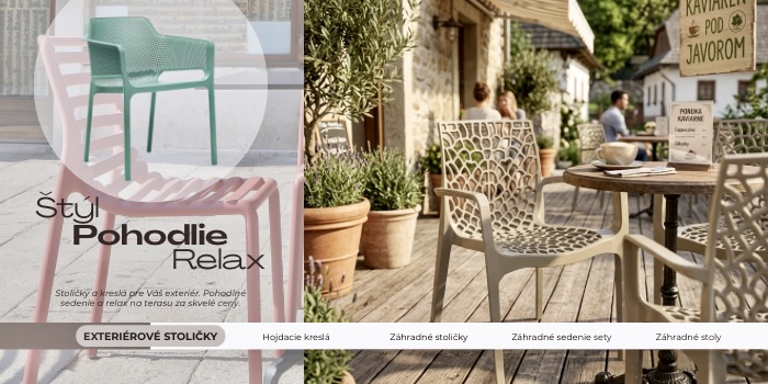 Stoličky a kreslá pre Váš exteriér. Pohodlné sedenie a relax na terasu za skvelé ceny.