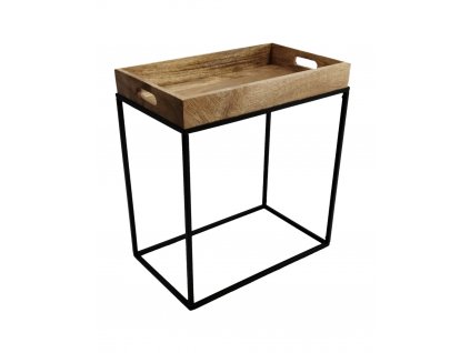 Kovový stolík s dreveným podnosom Brooks - balsyn.sk