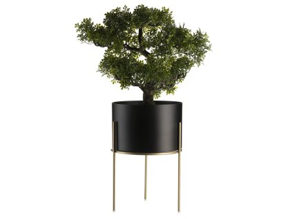 Moderný stojan na kvety 22 cm LOFT čierno zlatý - balsyn.sk