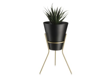 Moderný stojan na kvety 24 cm LOFT čierno zlatý - balsyn.sk