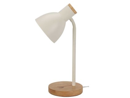 Stolná lampa Biela s dreveným podstavcom 36 cm - balsyn.sk