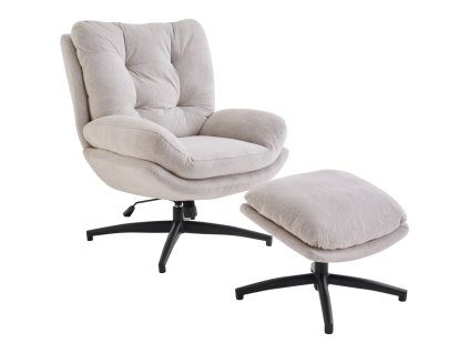 Kreslo s taburetkou Royal béžové - balsyn.sk