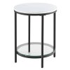Okrúhly príručný stolík so sklenenou poličkou, mramorový efekt - balsyn.sk