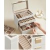 Luxusný šperkový box 4 dielny s priehľadným vekom - Glamour biela - balsyn.sk