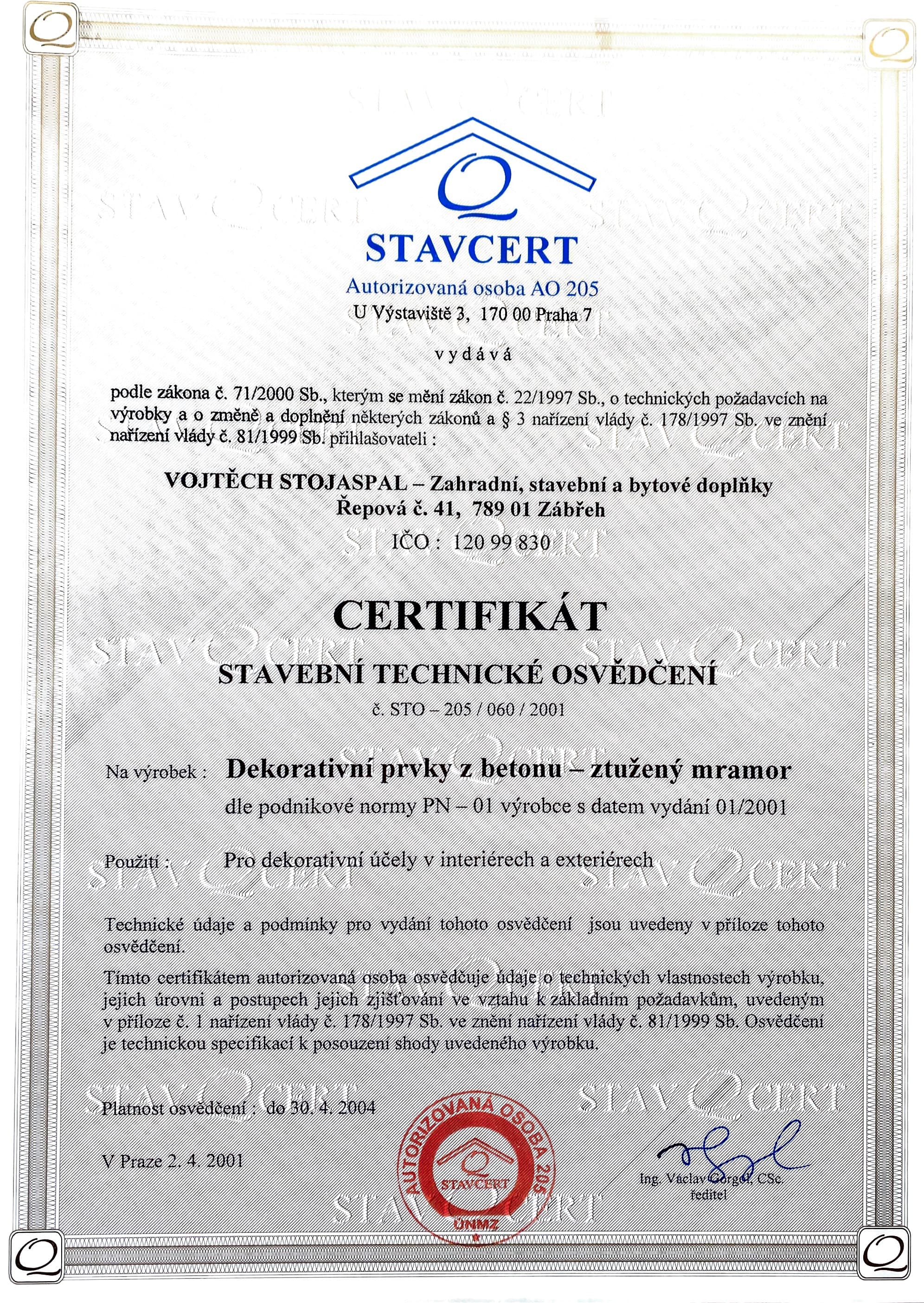 CERTIFIKÁT