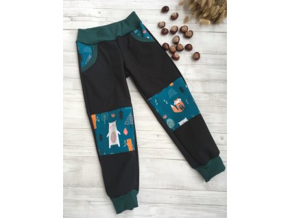 Softshell kalhoty petrol forest podzimní 86/92