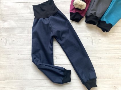 Softshell kalhoty tm. modré Basic zimní s beránkem