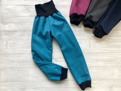 Softshell kalhoty petrolej Basic zimní s beránkem