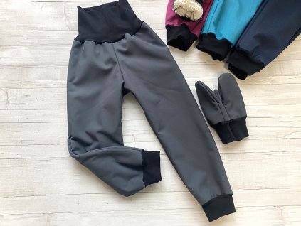 Softshell kalhoty šedé Basic zimní s beránkem
