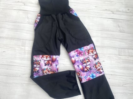 Softshell kalhoty Lišky/růž. Zimní s beránkem