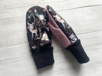 Softshellové rukavice s beránkem ZIMNÍ Lesní přátelé