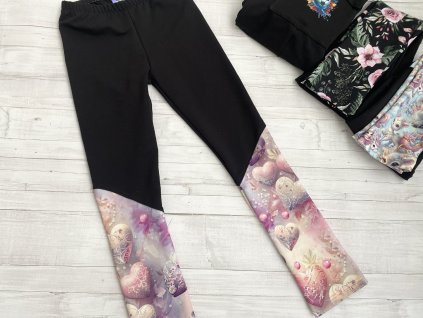 Legíny dámské teplákové Srdíčka