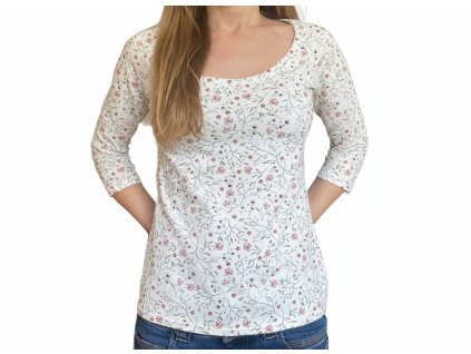 Dámské tričko kvítky 3/4 rukáv