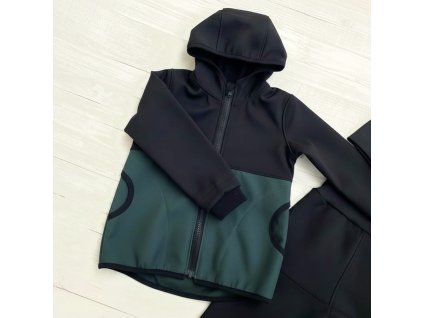 Softshellová bunda s fleecem Tm.zelená/černá