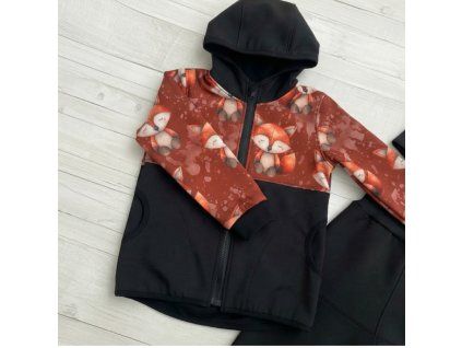 Softshellová bunda s fleecem Lišky černá