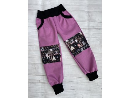 Softshell kalhoty Lesní přátelé/fialová jarní
