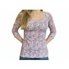 Dámské tričko kvítky lila 3/4 rukáv