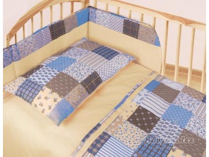 Povlečení patchwork modrý 3 díly blue 2