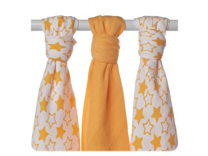 Bambusové pleny 70x70cm Little Stars Orange MIX 3 ks