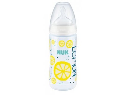 Kojenecká láhev 300ml s ukazatelem teploty FRUITS savička silikon