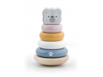Edukační hračka dřevěná pyramida medvídek