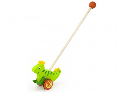 Jezdící dřevěná hračka na tyči dinosaurus