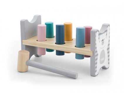 Dřevěná zatloukačka PolarB šedo bílá