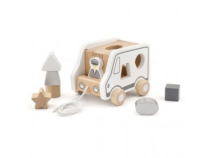 Edukační hračka tahačka a vkládačka 2v1 auto šedo bílá