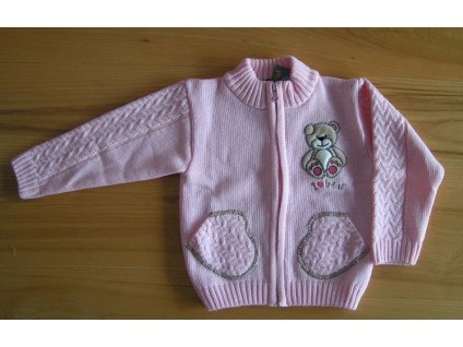 Dívčí pletený svetr růžový NM-395 vel.92