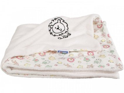 Dětská smetanová deka 70x100 cm růžový lev Wellsoft bavlna